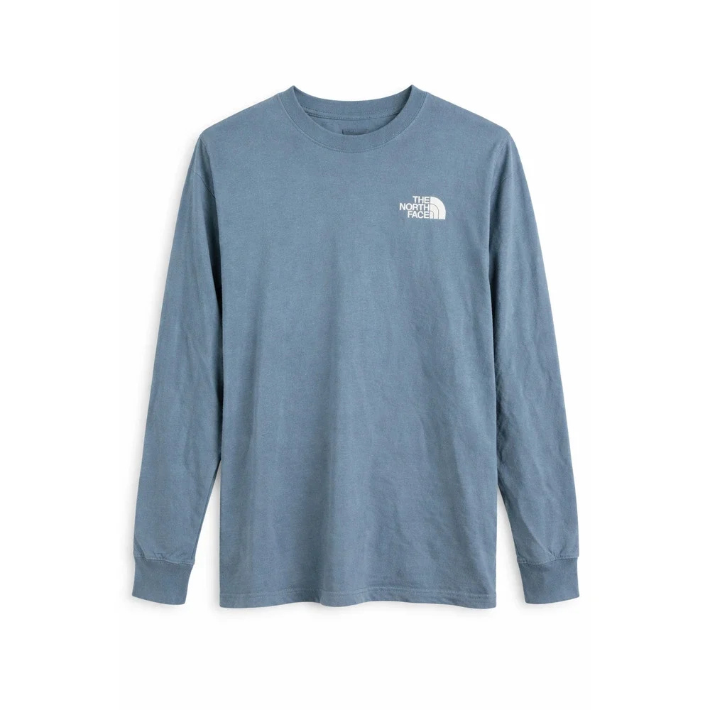 The North Face Blue Long Sleeve Logo Graphic Tee Outdoor Casual Shirt M